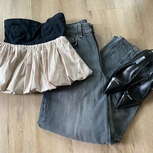 Abercrombie & Fitch Black and Cream strapless Top worn once